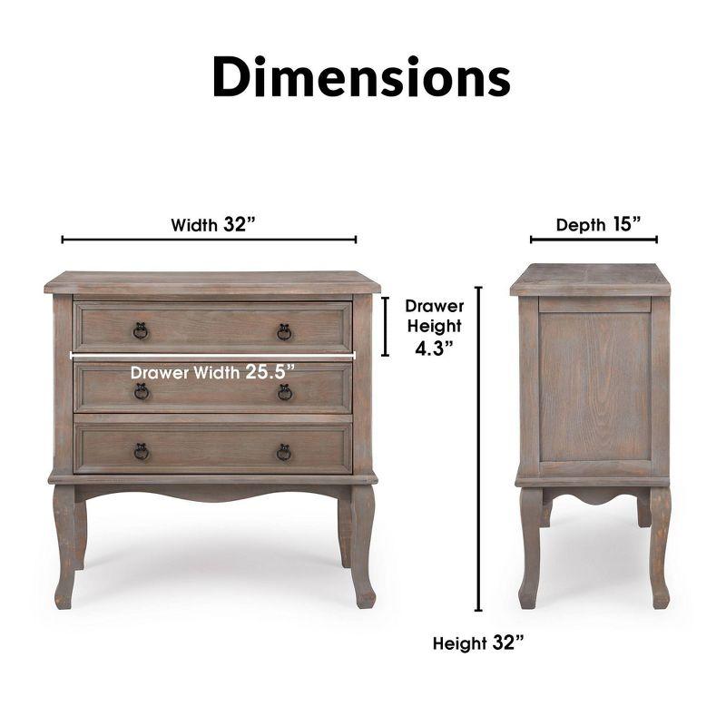 Thomas 3 Drawer Chest Gray - ClickDecor: Traditional Ash Wood Accent Cabinet with Anti-Tip Hardware