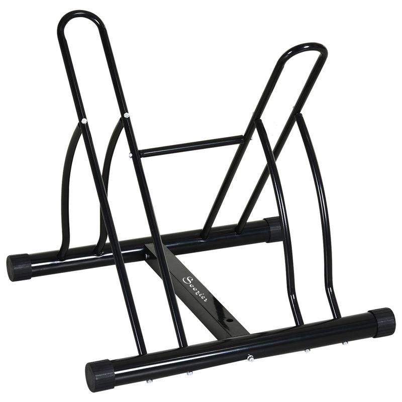 Black Steel 2-Bike Adjustable Floor Stand Rack