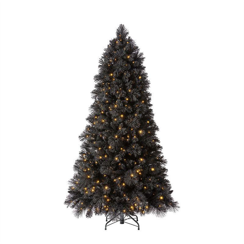 Home Heritage 1-1.75" Artificial Christmas Tree Base Rotating Metal Stand with Snowdrift 6.5 Ft Pre-Lit Artificial Christmas Holiday Tree