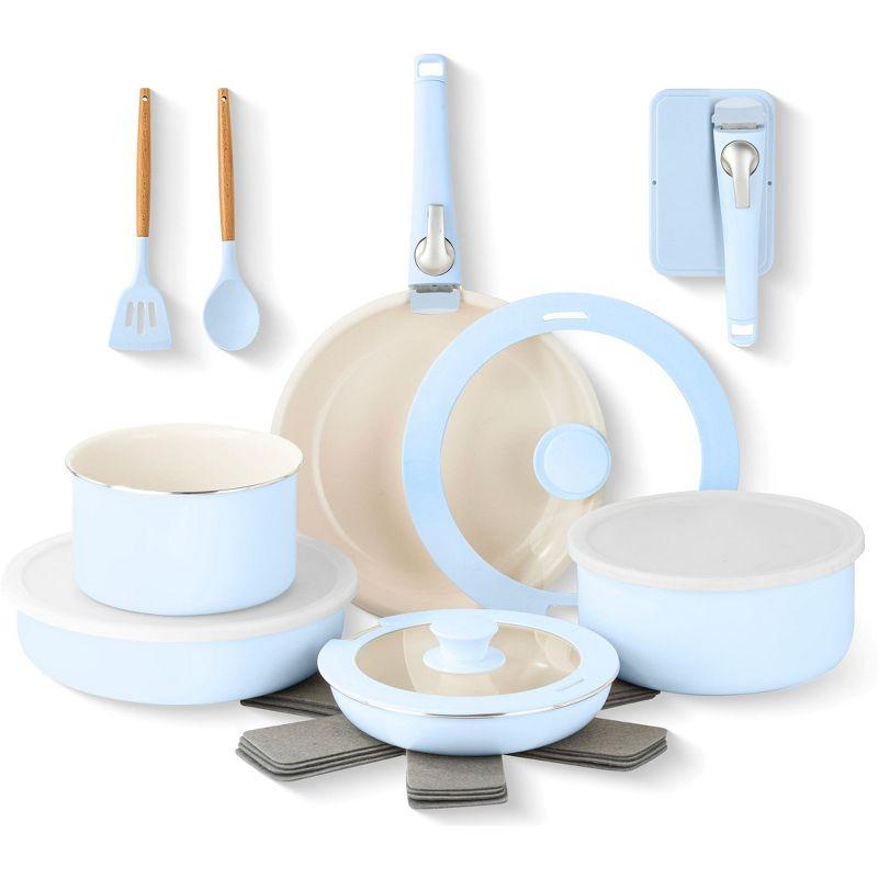 Gotham Steel Gotham Steel 18 Piece Detachable Handle Ceramic Nonstick Cookware Set