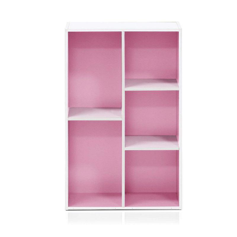 Furinno 5-Cube Reversible Open Storage Bookcase Toy Storage Cabinet Organizer,White/Pink