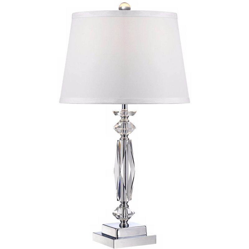 Vienna 23" Clear Crystal and Silver Accent Table Lamp with White Drum Shade