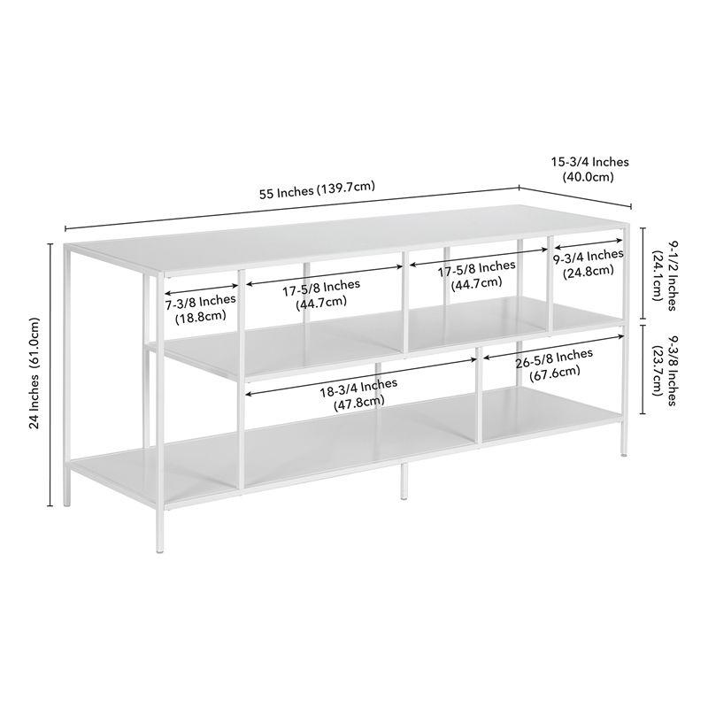 Matte White 55" Steel 3-Shelf TV Stand