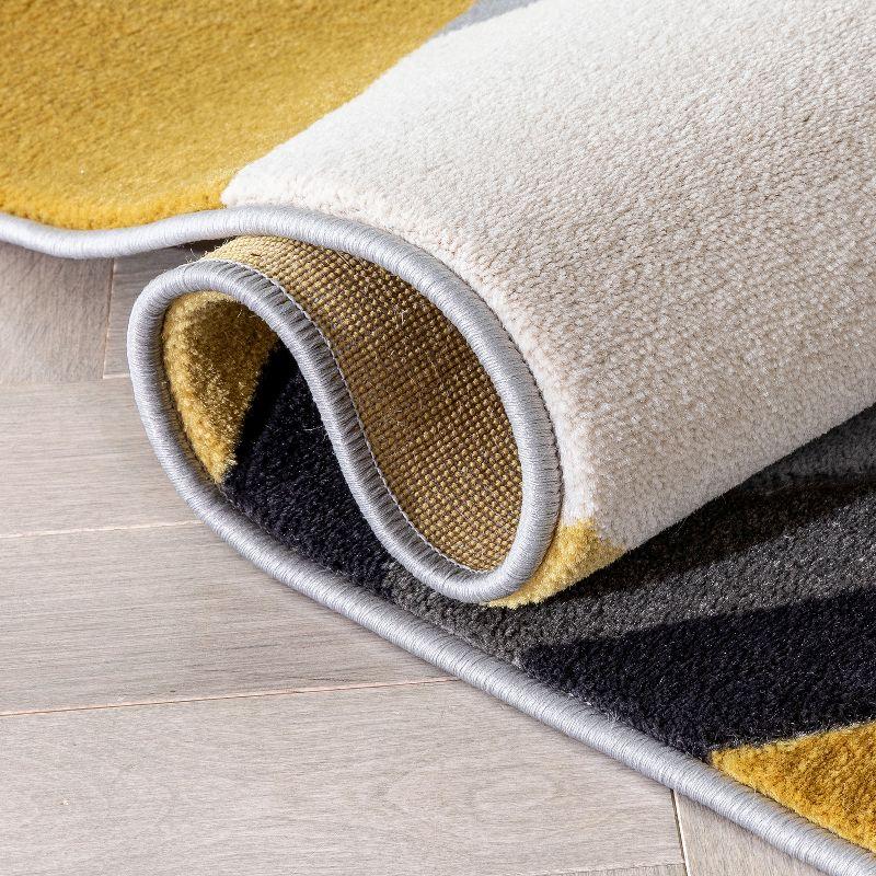 Markovich Gold Modern Geometric Stripes 3D Textured Rug