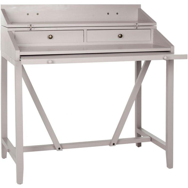 Transitional Wyatt 40" Writing Desk with Hutch and Drawers in Quartz Grey