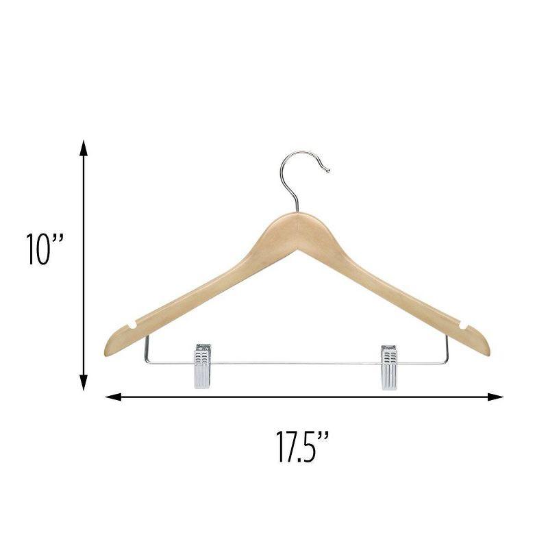 Maple Wood Suit Hangers with Clips, 12-Pack