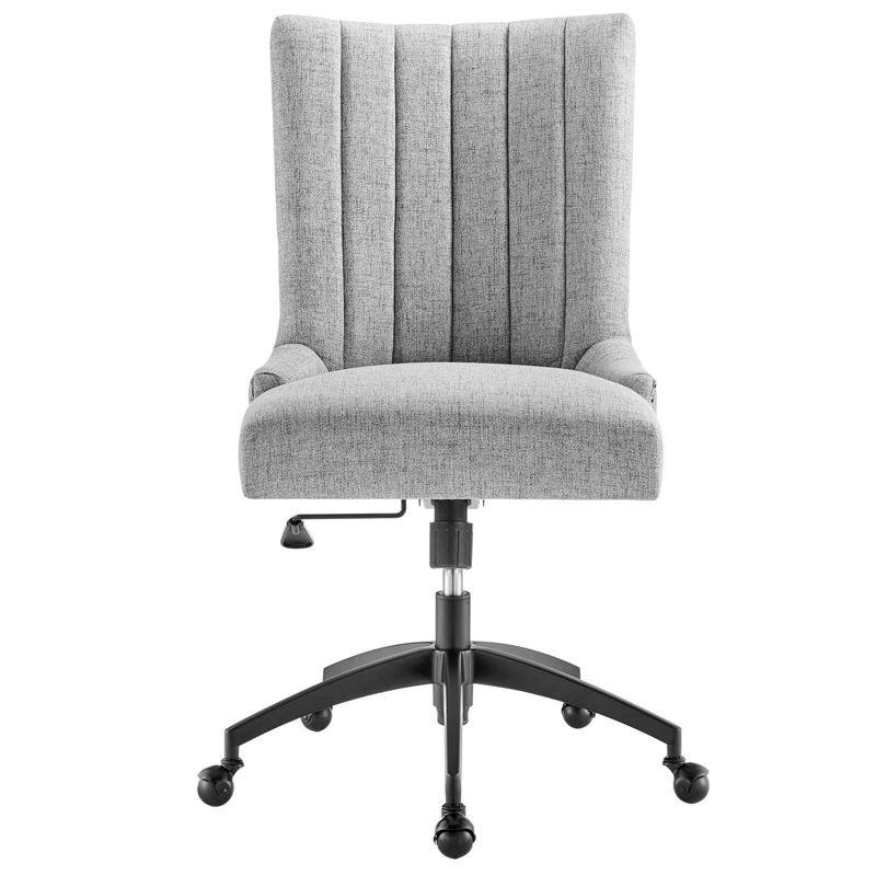 Modway Empower Channel Tufted Fabric Office Chair Black/Light Gray: Modern Desk Chair with Casters, Adjustable Height