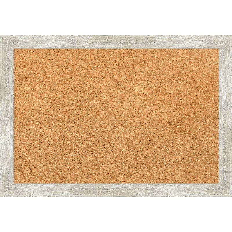 Amanti Art Natural Cork Board Framed Crackled Metallic Narrow Bulletin Board 20 in. x 14 in.