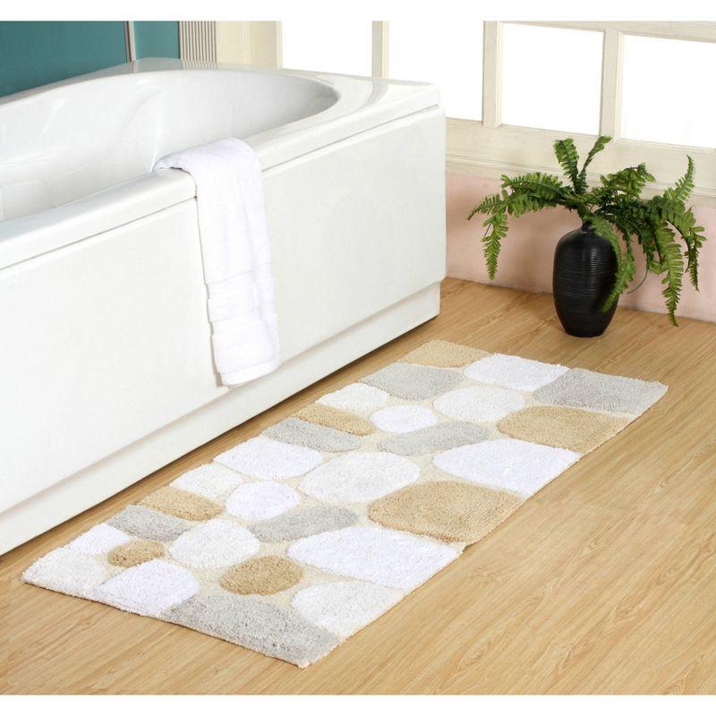 Pebble Pattern Beige and Gray Cotton Bath Runner