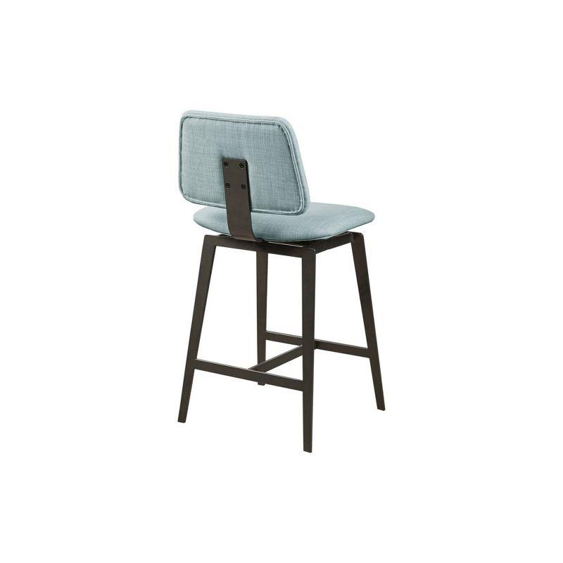 Ink+Ivy 25" Rogue Armless 360 Degree Swivel Counter Height Barstool Dusty Blue: Contemporary Design, Metal Legs, Foam Fill