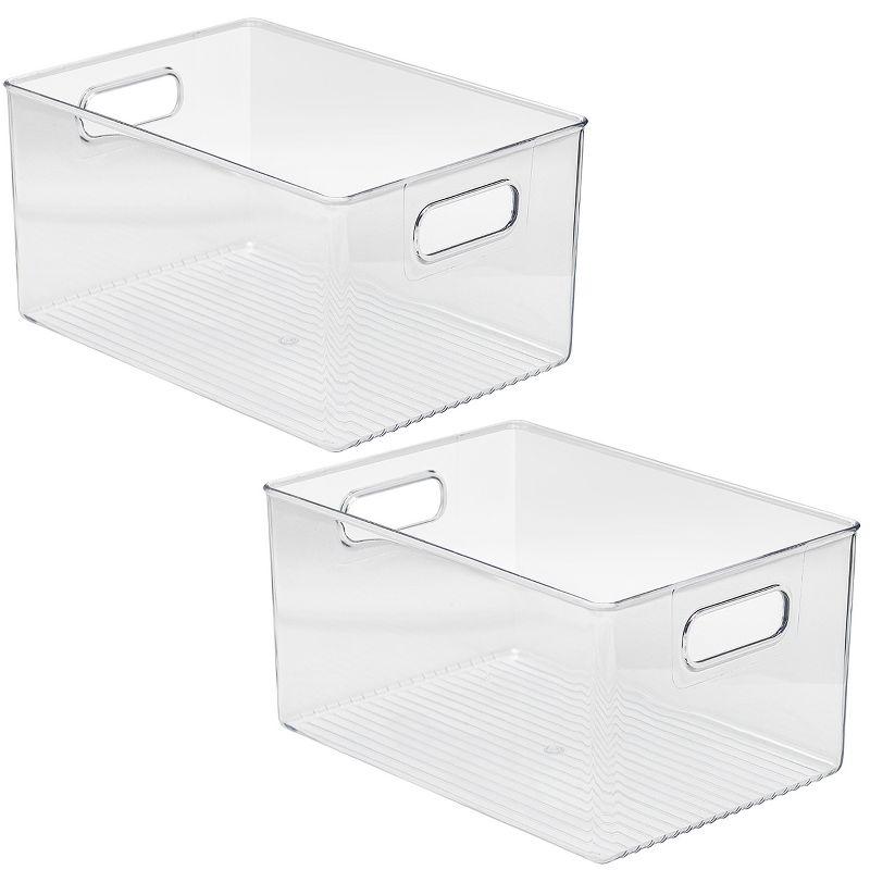 Clear Stackable Plastic Lidded Storage Bins for Kids