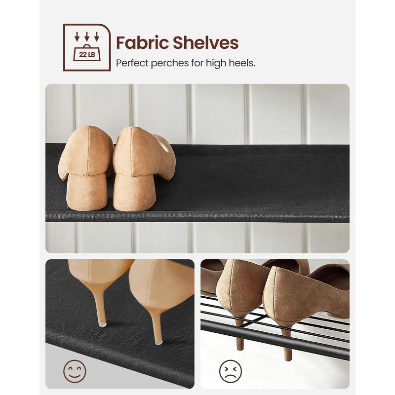 VASAGLE Hall Tree with Bench and Shoe Storage, Entryway Bench with Coat Rack Stand and Shoe Rack, Fabric Shelves, Rustic Brown and Black