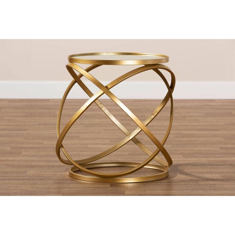 Desma Glam with Luxe Metal and Mirrored Glass End Table Gold - Baxton Studio