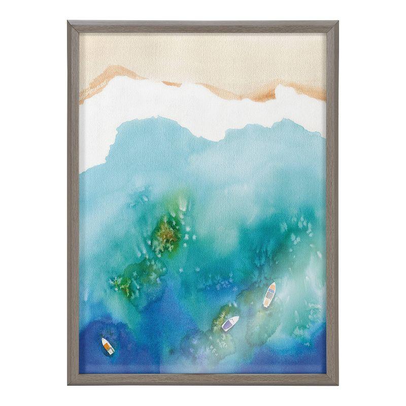 18" x 24" Blake Voyage Framed Printed Glass by Janet Meinke-Lau - Kate & Laurel: Coastal Nautical Decor, Modern Wall Art