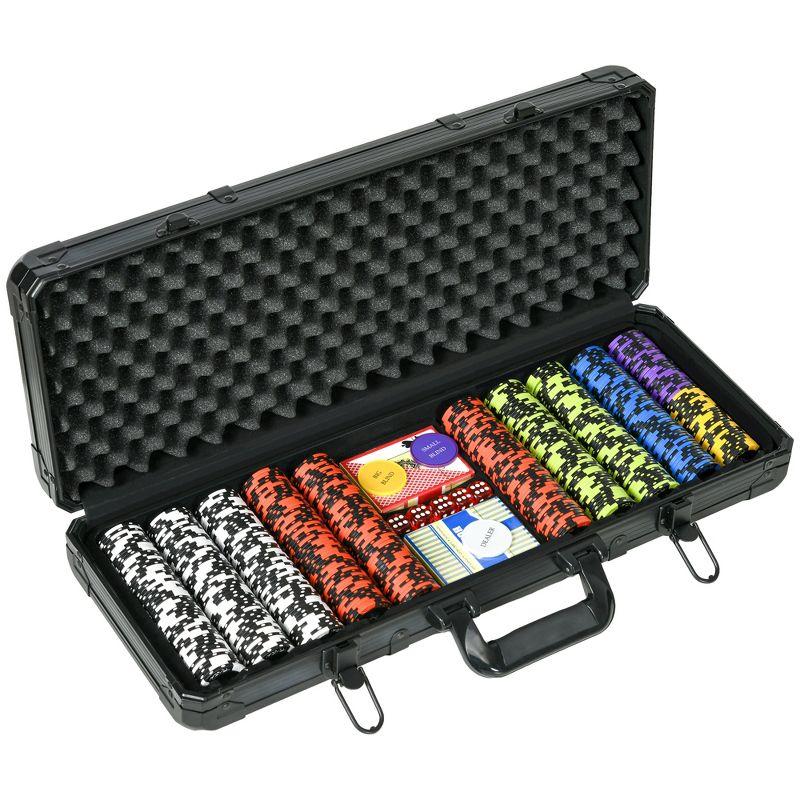 Soozier 500 Chip, 14 Gram Clay Poker Chips Set with Aluminum Case, Casino Poker Chips with 2 Decks of Playing Cards, Dealer Button & 5 Dice
