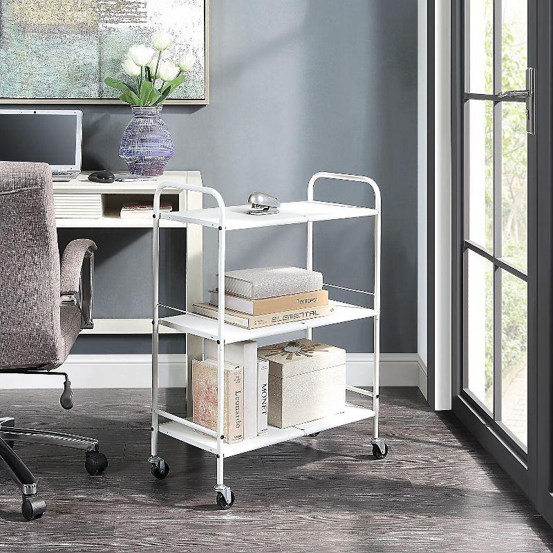 SunnyPoint 3-Tier Wide Rolling Organizer Utility Craft Cart White (YJ-WIDE-W)