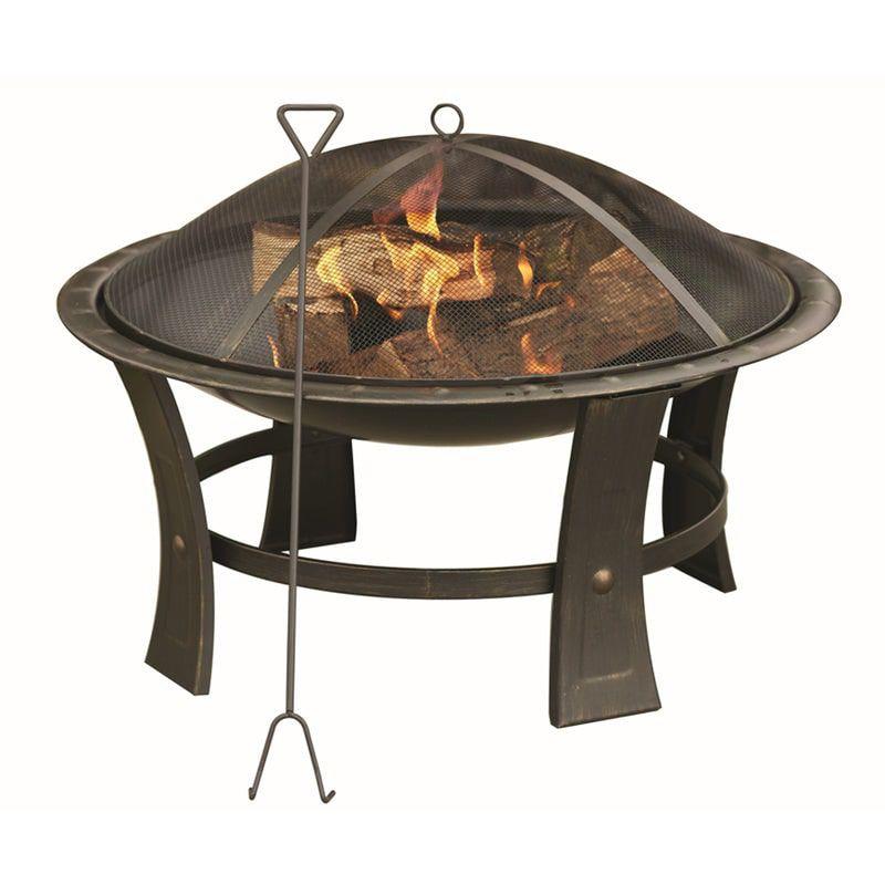 Living Accents 29" Bronze Steel Round Wood Fire Pit