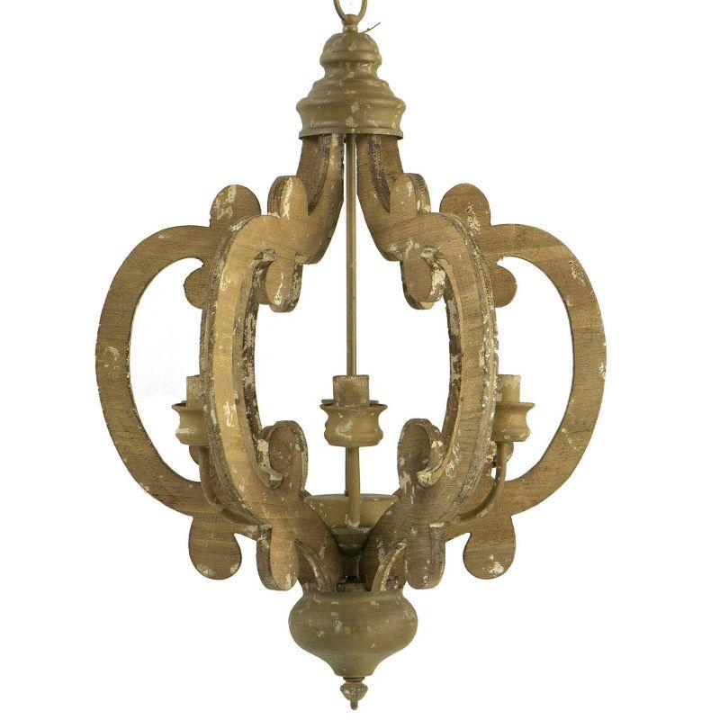 21"x24" 6-Light Wood Chandelier Ceiling Light Natural - A&B Home: Vintage Style for Dining Room