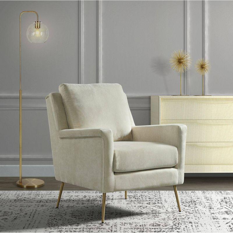 Mid-Century Modern Cream Accent Chair with Gold Legs