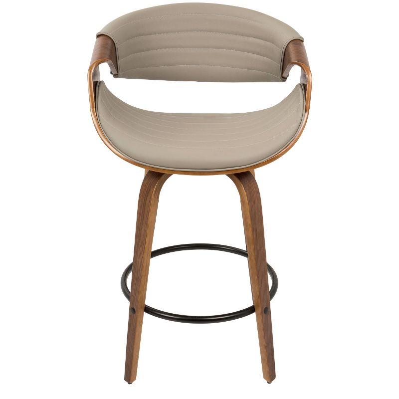 Set of 2 Symphony Upholstered Counter Height Barstools Gray/Walnut - LumiSource: Mid-Century, Faux Leather, Wood Legs