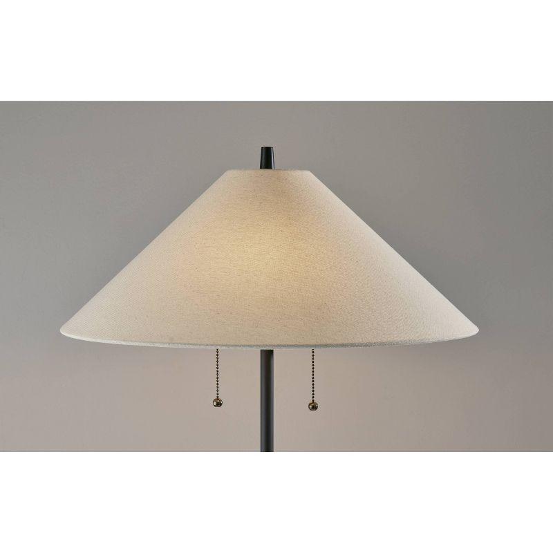 Palmer Floor Lamp Black/Natural - Adesso: Contemporary Standing Lamp with Pull Chain, ETL Listed