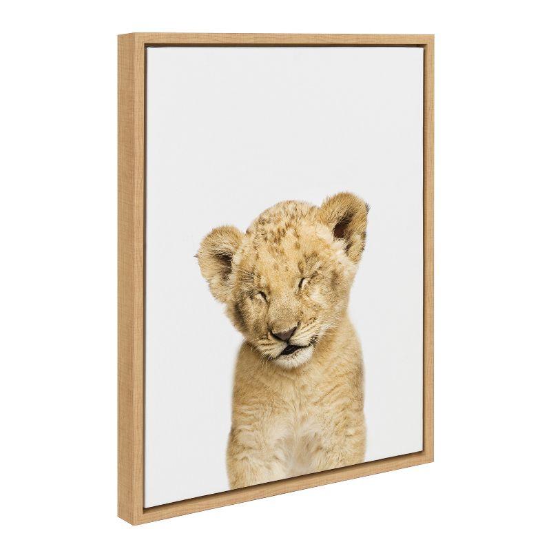 Natural Framed Sleepy Lion Canvas for Nursery