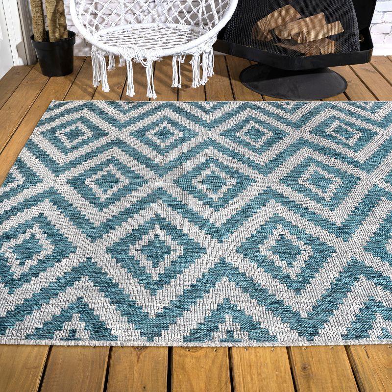 4'x6' Sintra Diamond Indoor/Outdoor Area Rug, Blue/Gray - JONATHAN Y