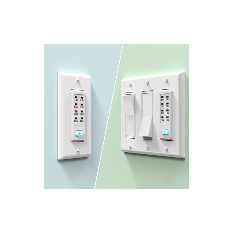 Fosmon [UL Listed] Multifunctional In-Wall 8-Preset Countdown Timer Switch for Fans and Lights - White