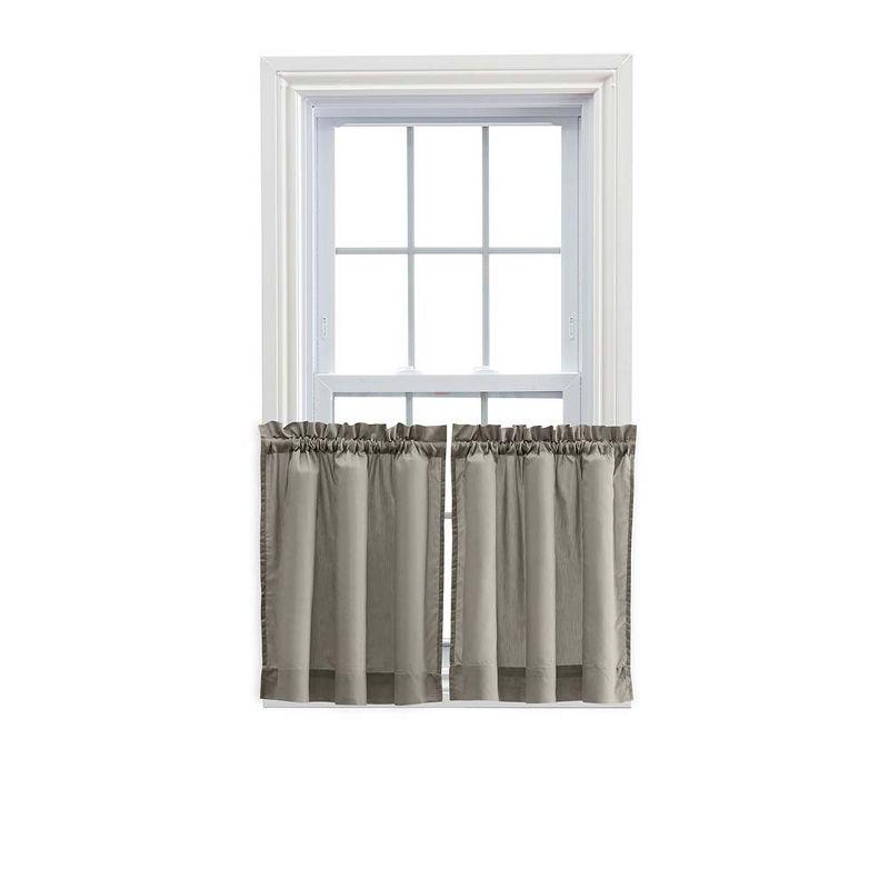 Stacey Gray Sheer Cotton Polyester Rod Pocket Window Tier Pair