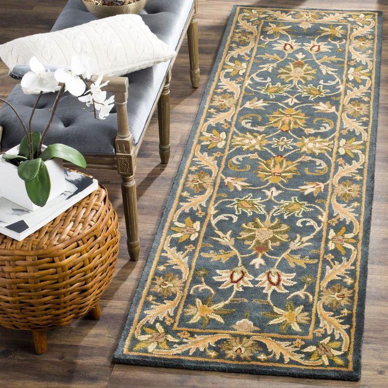 Antiquity Blue and Gold Hand-Tufted Wool Runner Rug