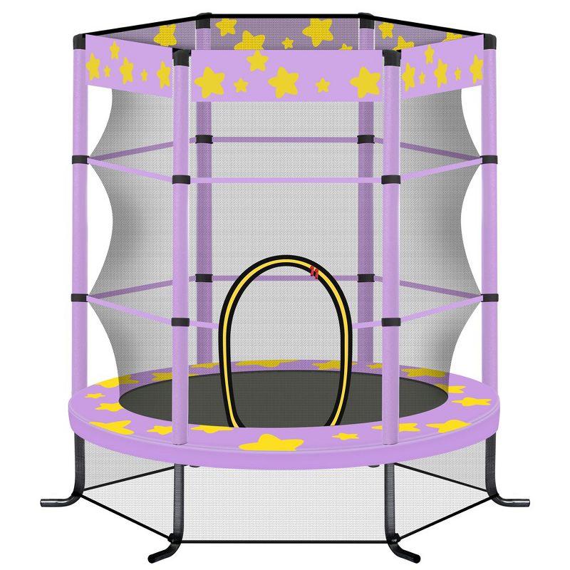 55 Inch Kids Trampoline with Safety Enclosure Net, 4.5FT Outdoor Indoor Trampoline for Kids