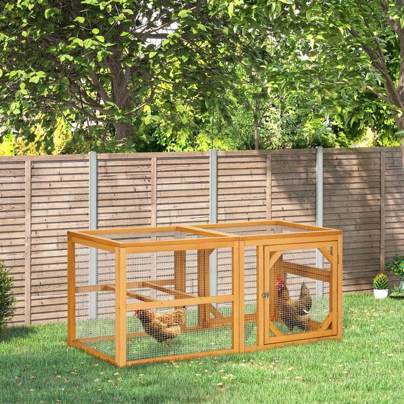 PawHut 55" Wooden Chicken Coop Add-on Expansion, Mini Chicken Coop Chicken House Outdoor Chicken Run Hen House with Combinable Design