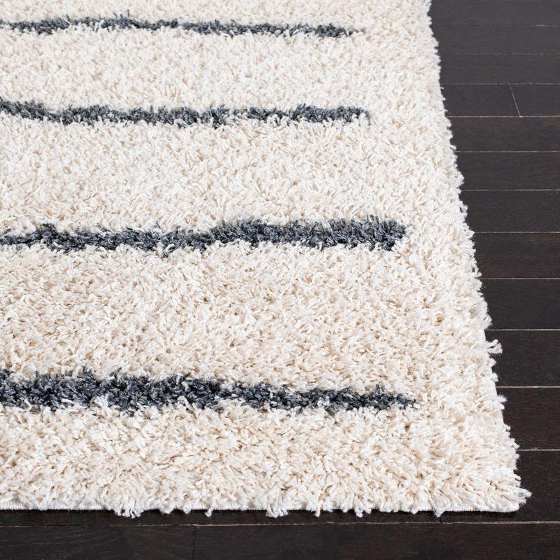 Venus Shag VNS604 Power Loomed Area Rug - Ivory/Dark Grey - 6'7"x6'7" - Safavieh.