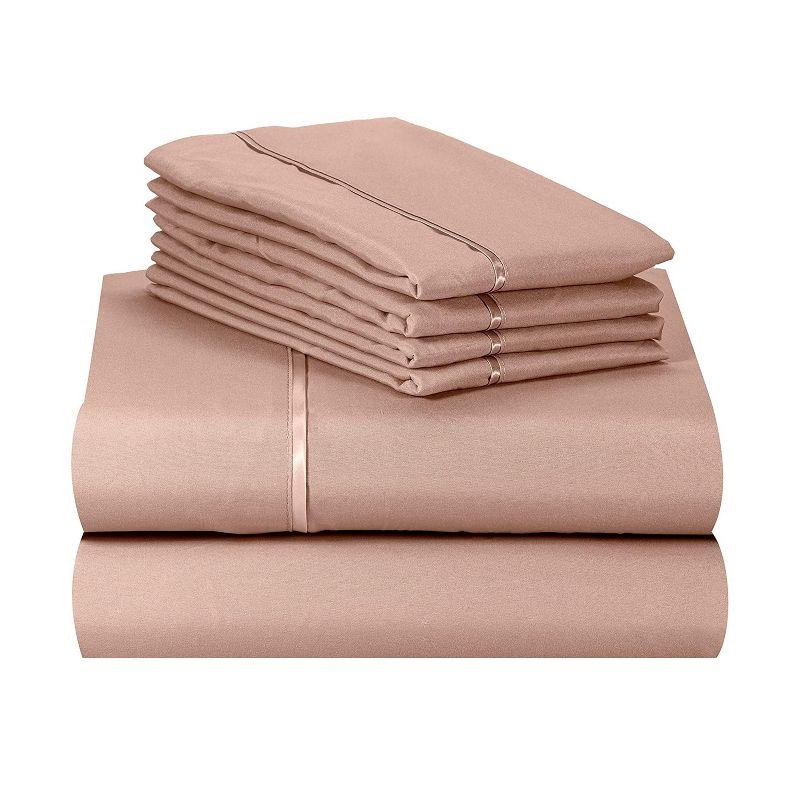 LuxClub 4 PC Pearl Pink Twin XL Microfiber Solid Performance Sheet Set, Soft Cooling Eco-Friendly Bed Sheets with 18in Deep Pockets