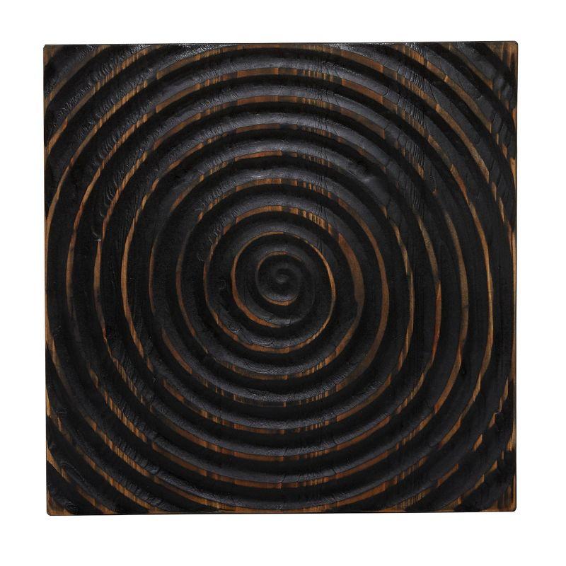 Carved Spiral Black Wood Rustic Accent Table 17"x19"