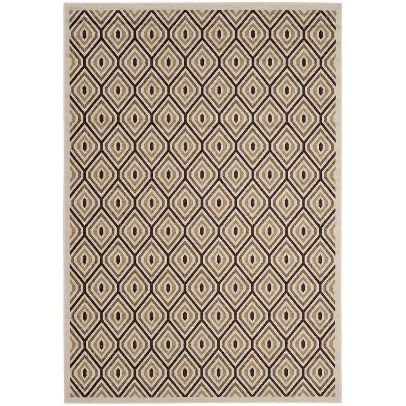 Veranda VER003 Power Loomed Indoor/Outdoor Area Rug - Cream/Chocolate - 6'7"x9'6" - Safavieh.