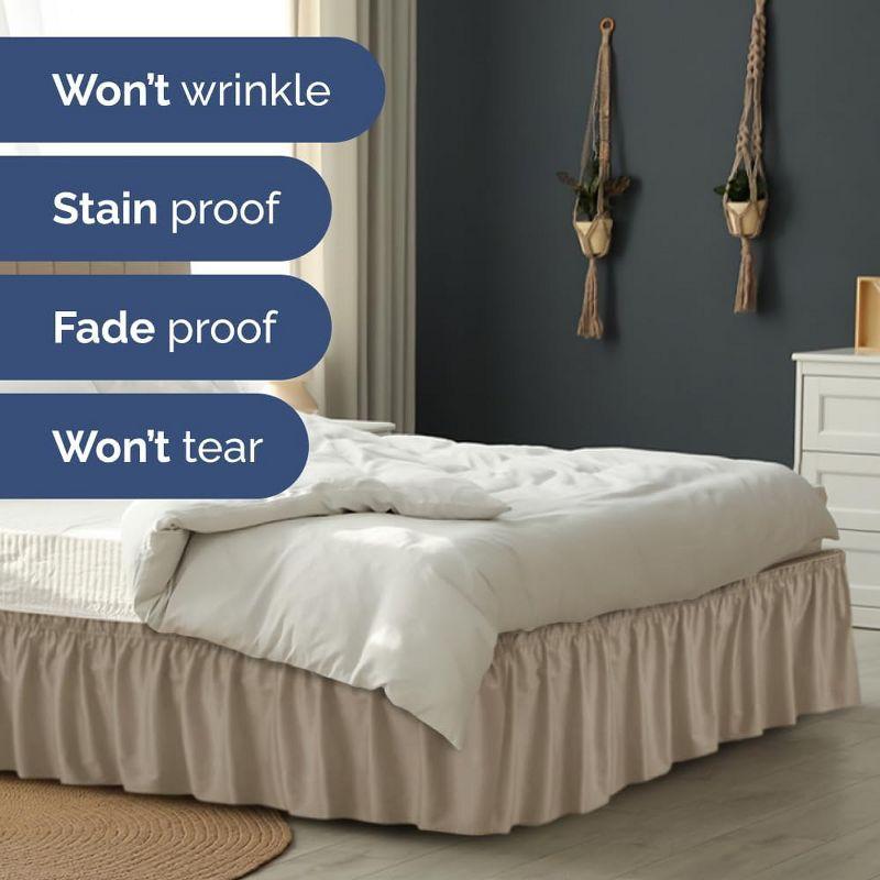 CGK Linens Ruffled Elastic Wrap Around Tailored Bed Skirt