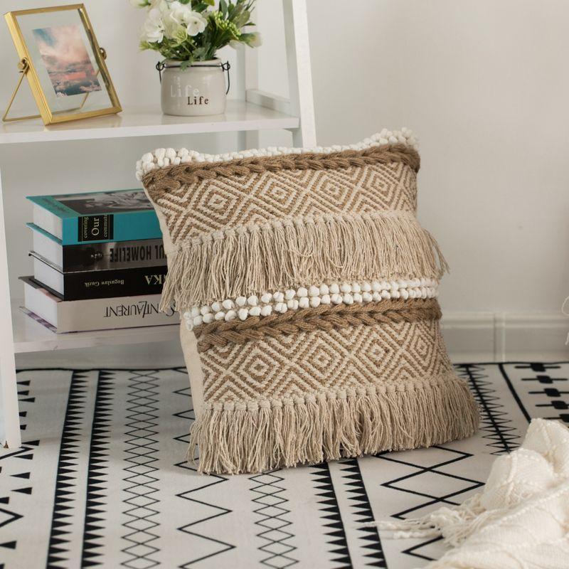 DEERLUX 16" Decorative Handwoven Cotton Throw Pillow Cover with Embossed Dots