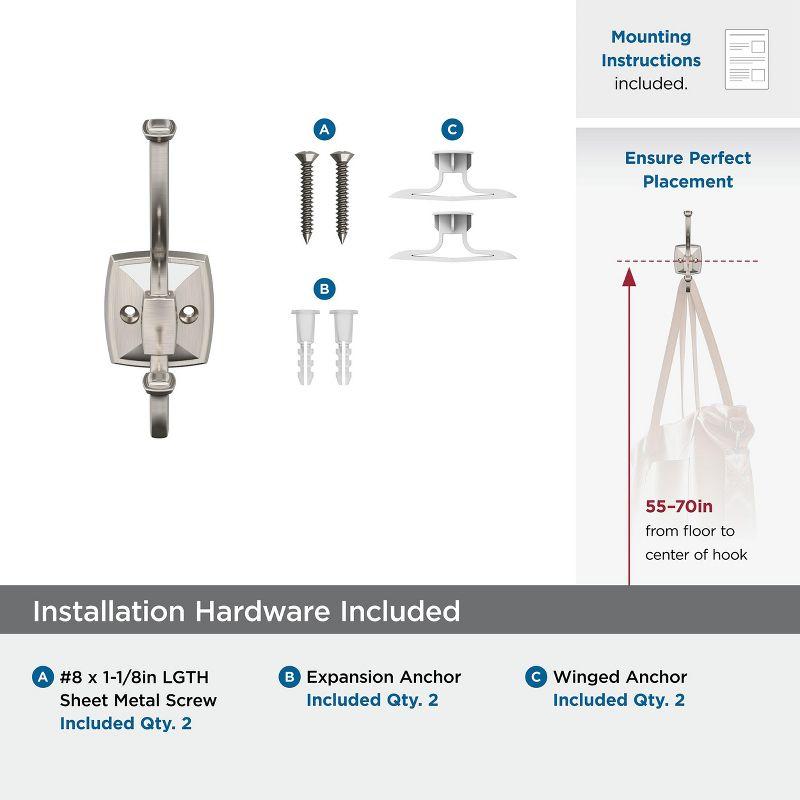 Kinsale Transitional Double Prong Decorative Wall Hook