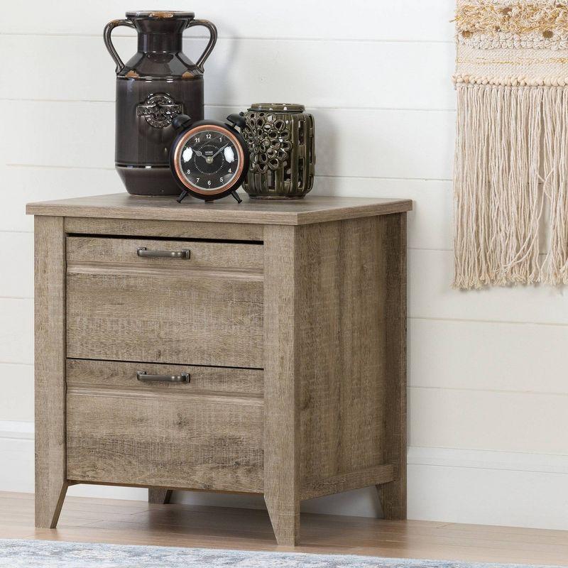 Lionel 2 Drawer Nightstand in Weathered Oak