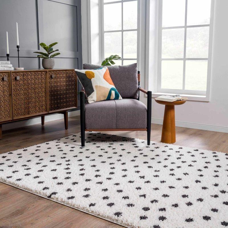 Hauteloom Chaia Dotted Black & White Plush Rug