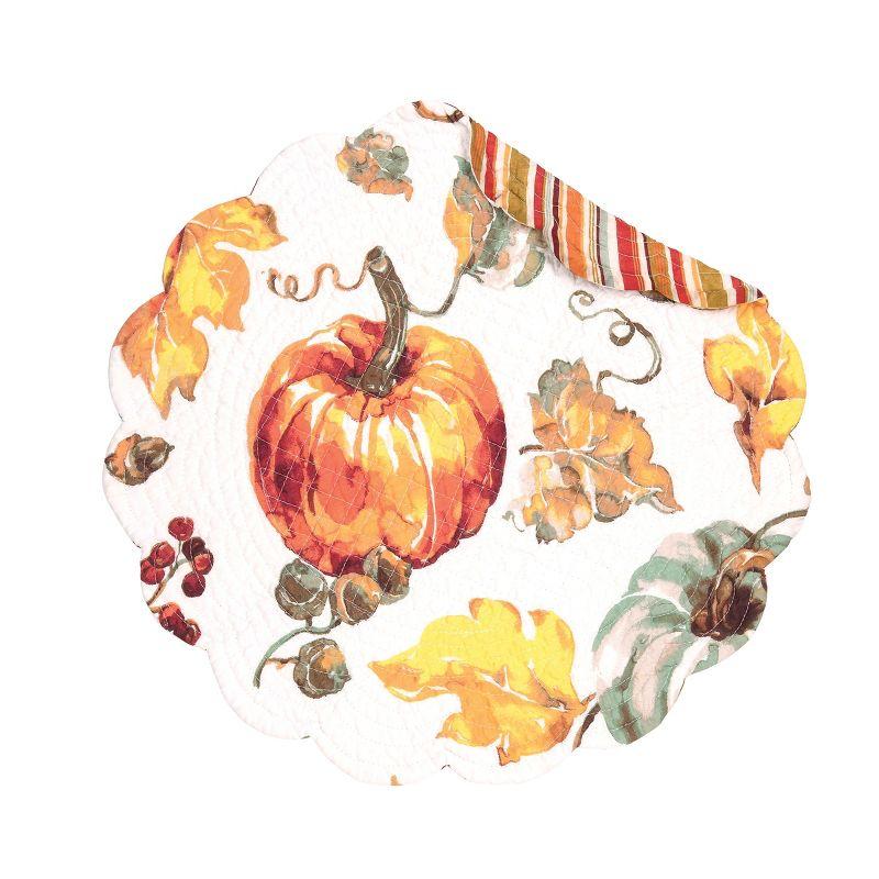 C&F Home Watercolor Pumpkin Round Thanksgiving Placemat Set of 6