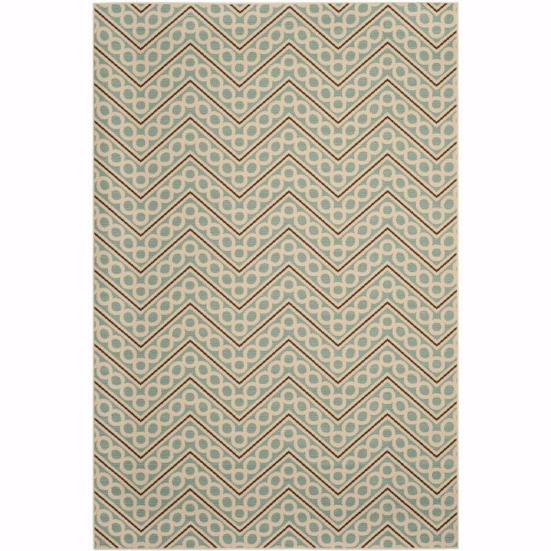 Hampton HAM513 Power Loomed Indoor/Outdoor Area Rug - Light Blue/Ivory - 6'7"x9'6" - Safavieh.