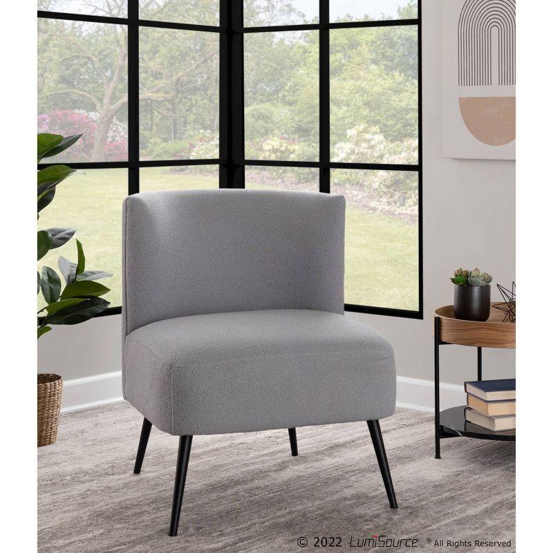 Fran Contemporary Upholstered Slipper Chair: Padded, Metal Legs, Faux Shearling - LumiSource