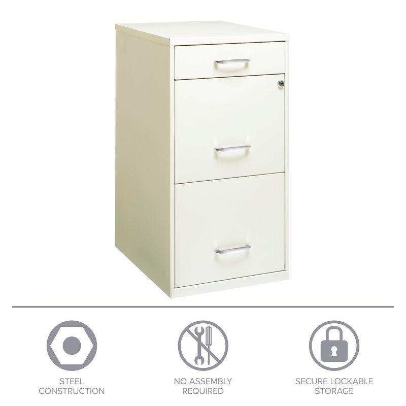 Space Solutions 3 Drawer Letter Width Vertical File Cabinet with Pencil Drawer Pearl White: Steel, 27.32" Height, No Assembly