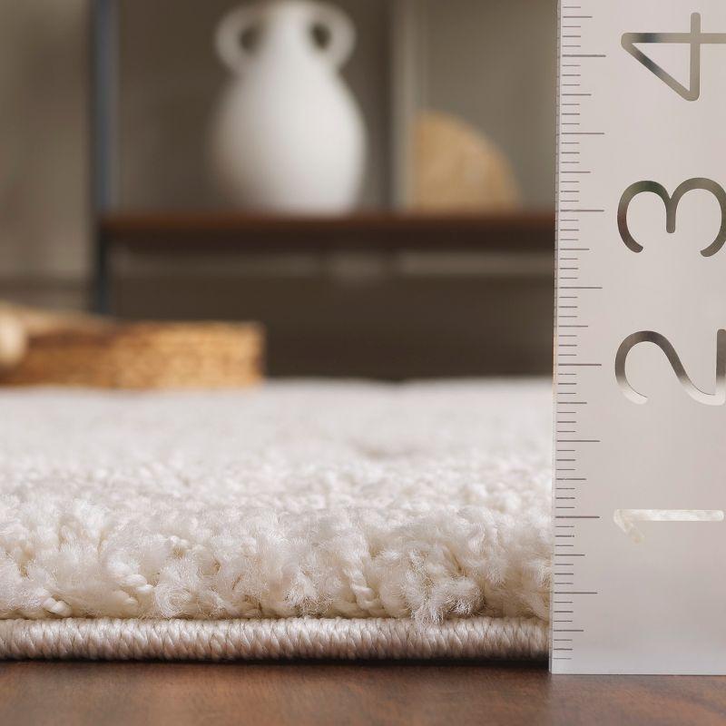 Florida Shag SG471 Power Loomed Indoor Accent Rug - Cream/Blue - 4'x4' Square - Safavieh