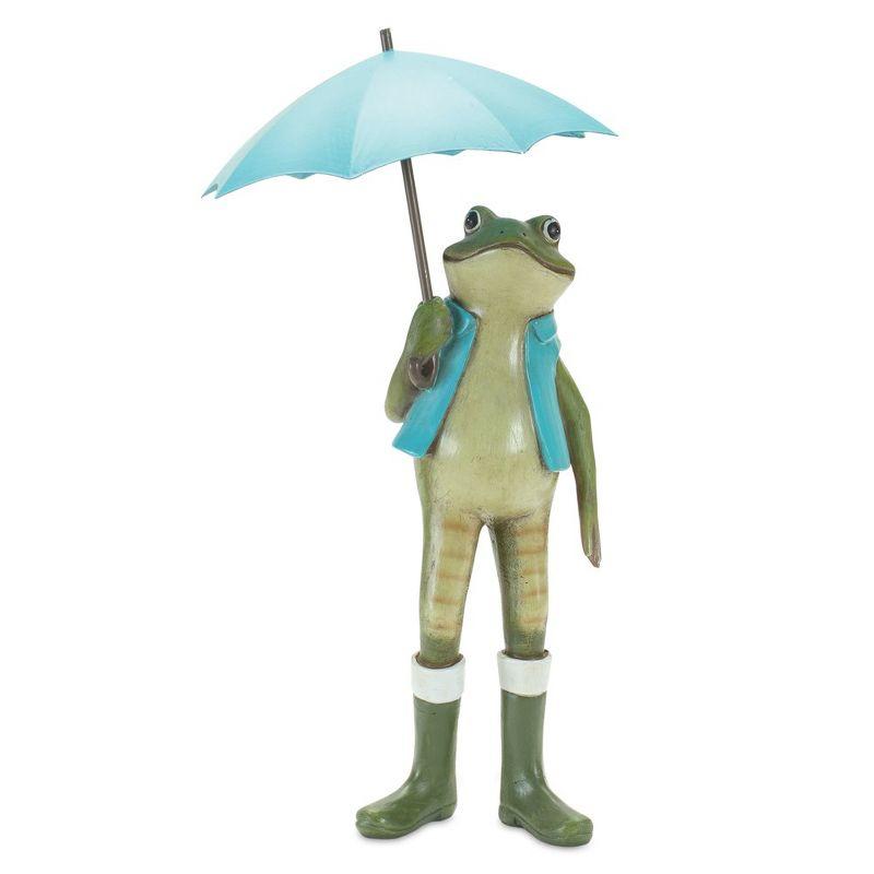 Melrose Garden Frog Statue with Umbrella (Set of 2)