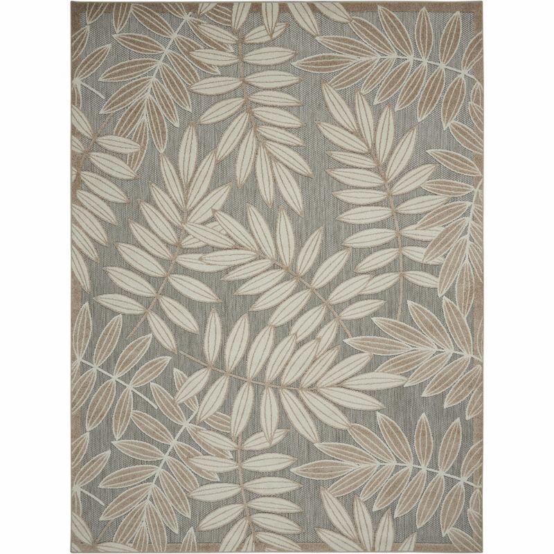 Nourison Aloha Floral Leaf Flatweave High-Low Indoor Outdoor Area Rug Natural 3'6" x 5'6"