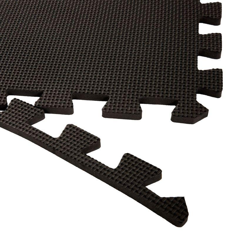 Fleming Supply Nonslip Interlocking Foam Floor Tiles – 24" x 24" x 0.375", Black, 6-Pack