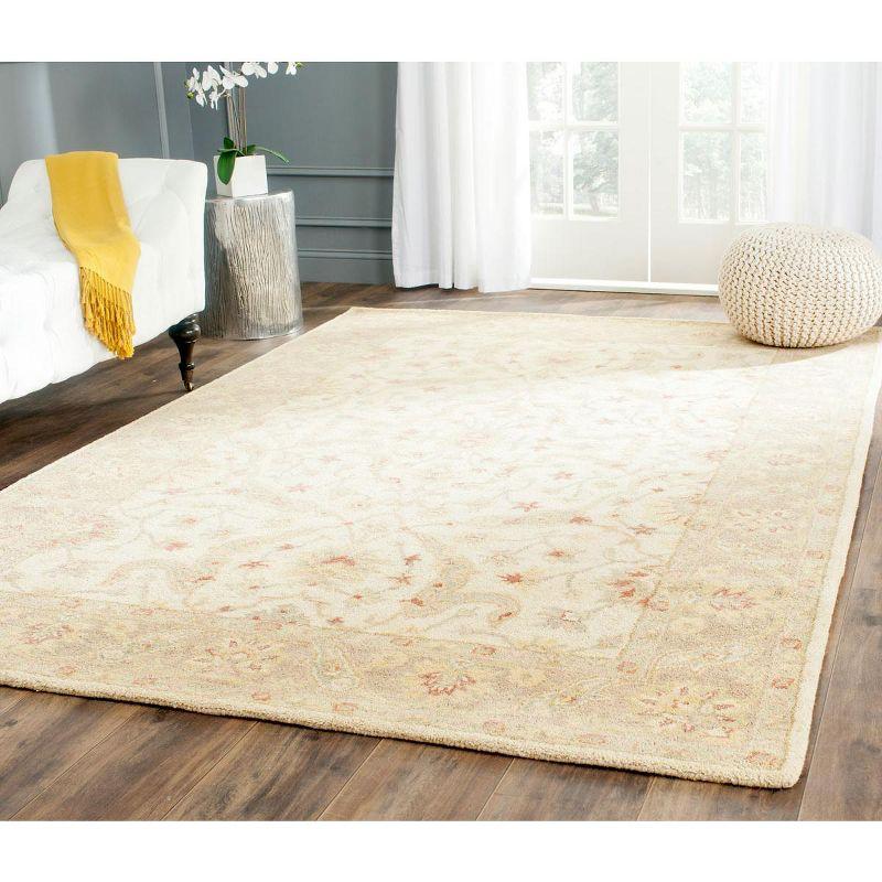 Ivory and Brown Hand-Tufted Wool Area Rug 4' x 6'